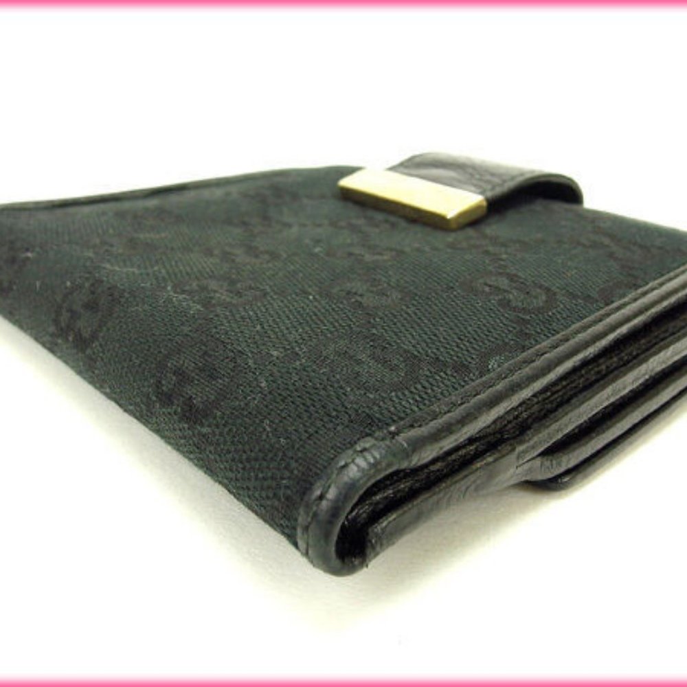 Gucci Wallet Purse Folding wallet G logos Black Woman Authentic Used K202 - Picture 3 of 6